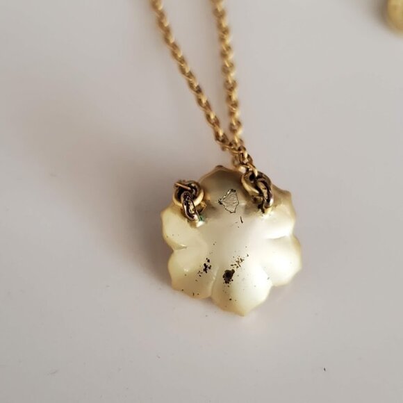 Spartina 449 Sea La Vie Bloom Magnolia Flower Necklace Gold Plated Mermaid Signe - Picture 3 of 9